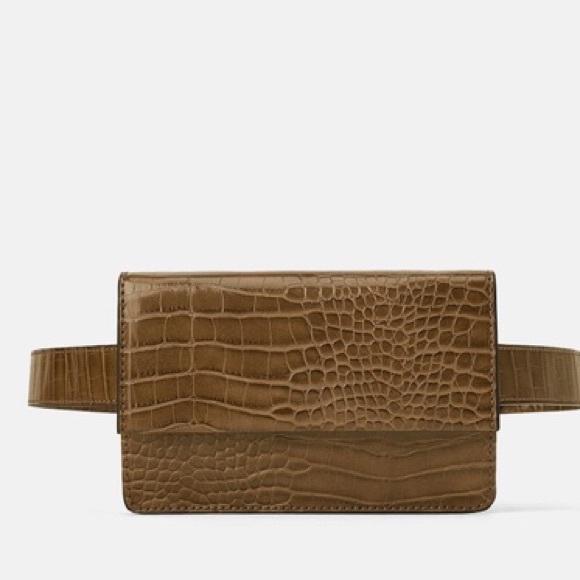 Zara Handbags - Zara Animal Print Khaki colored crossbody belt bag
